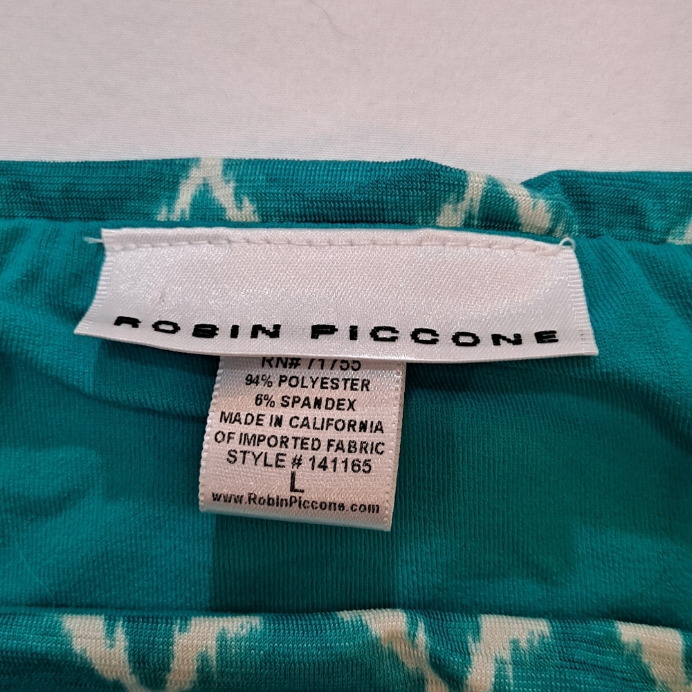 Robin Piccone Swim Women's Size Large Bikini Bottom Oasis Teal White Ikat - Picture 4 of 6